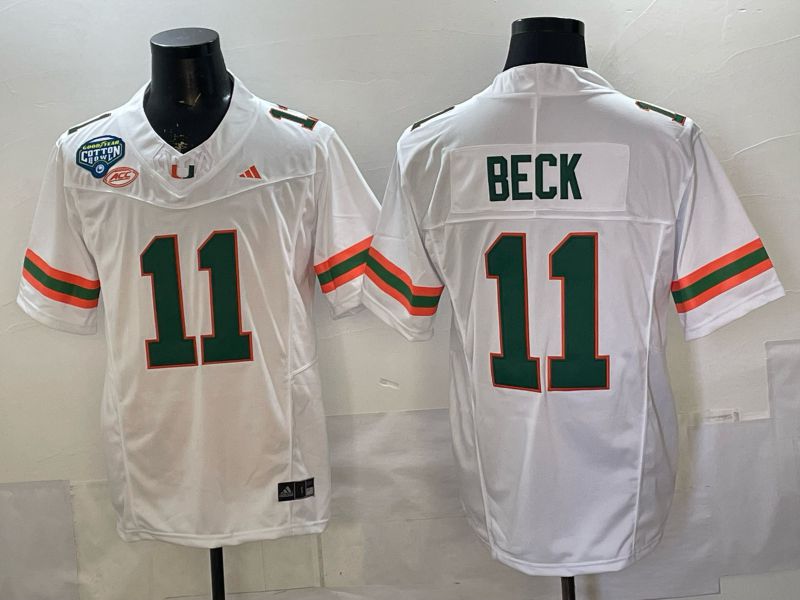 Men 2026 Miami Hurricanes #11 Beck White 3th generations Limited NCAA Jersey 0022